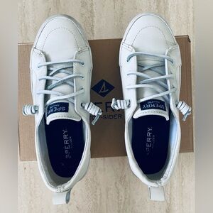 SPERRY Crest Vibe Leather Platform Sneaker | White Tennie Tennis Shoe | 6M